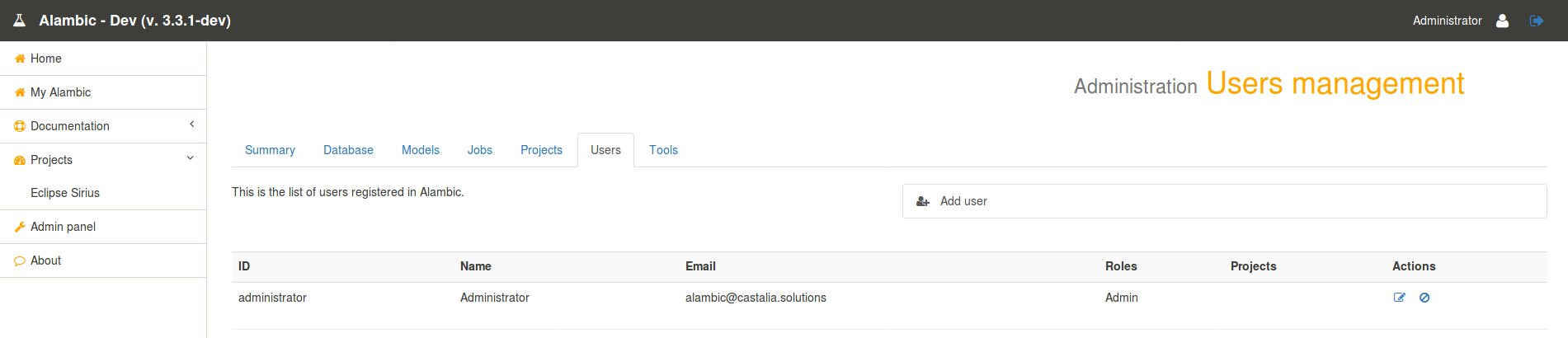 Alambic Admin Web UI